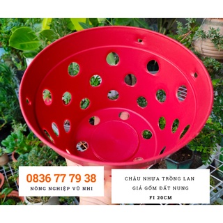 Chậu nhựa trồng lan giả gốm đất nung fi 20cm