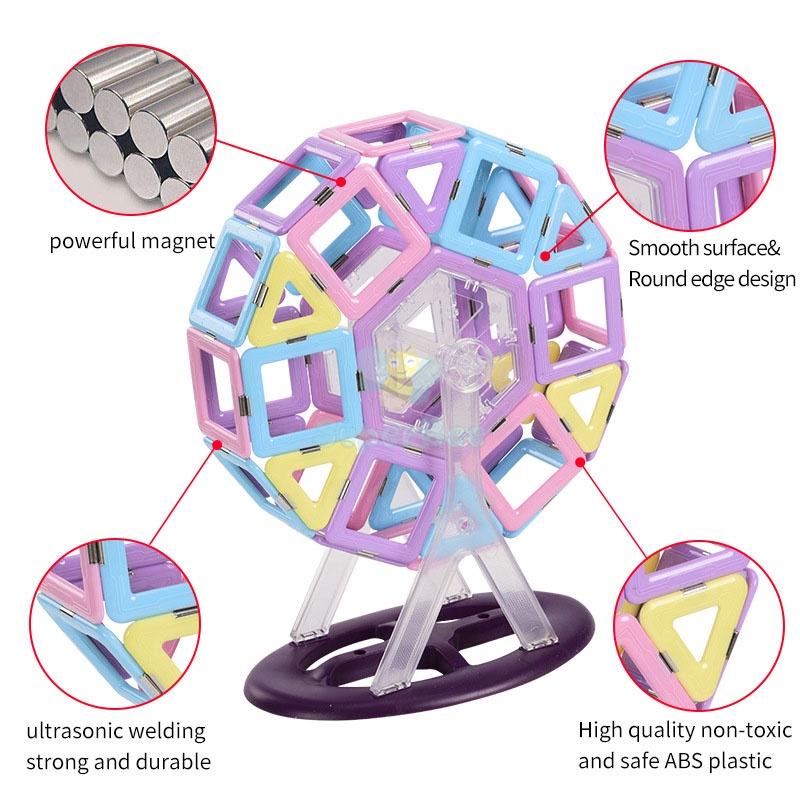 Bộ Đồ Chơi Lắp Ráp Nam Châm Màu Pastel 76PCS, Xếp Hình SuperBee, Đồ Chơi Thông Minh Phát Triển Trí Tuệ cao cấp