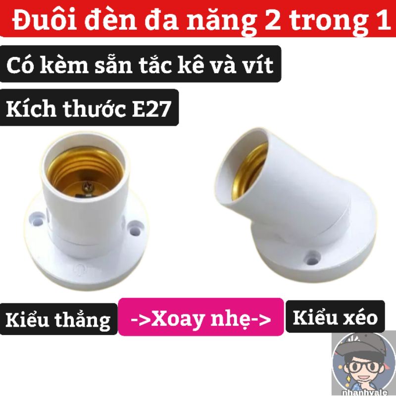 Đuôi đèn đa năng bắt xéo, bắt thẳng ANPHAT  tặng kèm tắc kê và vít