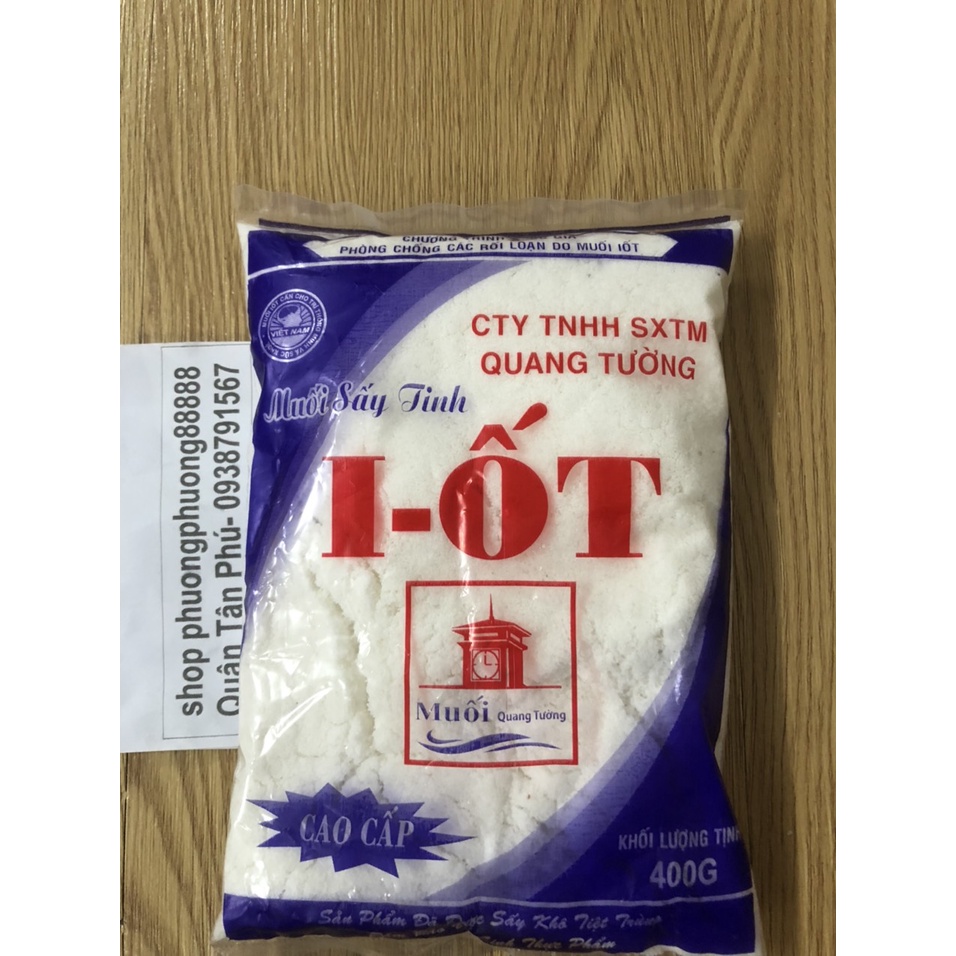 Muối I-ốt sấy tinh Quang Tường gói 400g, muối sấy khô tiệt trùng
