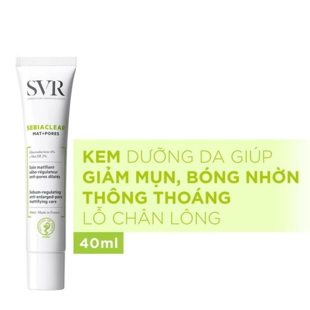 Kem Dưỡng Hỗ Trợ Giảm Mụn, Thông Thoáng Lỗ Chân Lông SVR Sebiaclear Mat + Pores 40ml