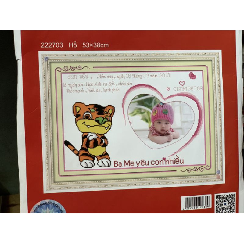 tranh thêu chữ thập con giáp Hổ cho bé 222703