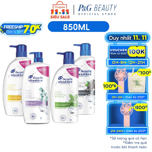[Mã FMCGMALL -8% đơn 250K] Dầu Gội Head&Shoulders chai 850ml