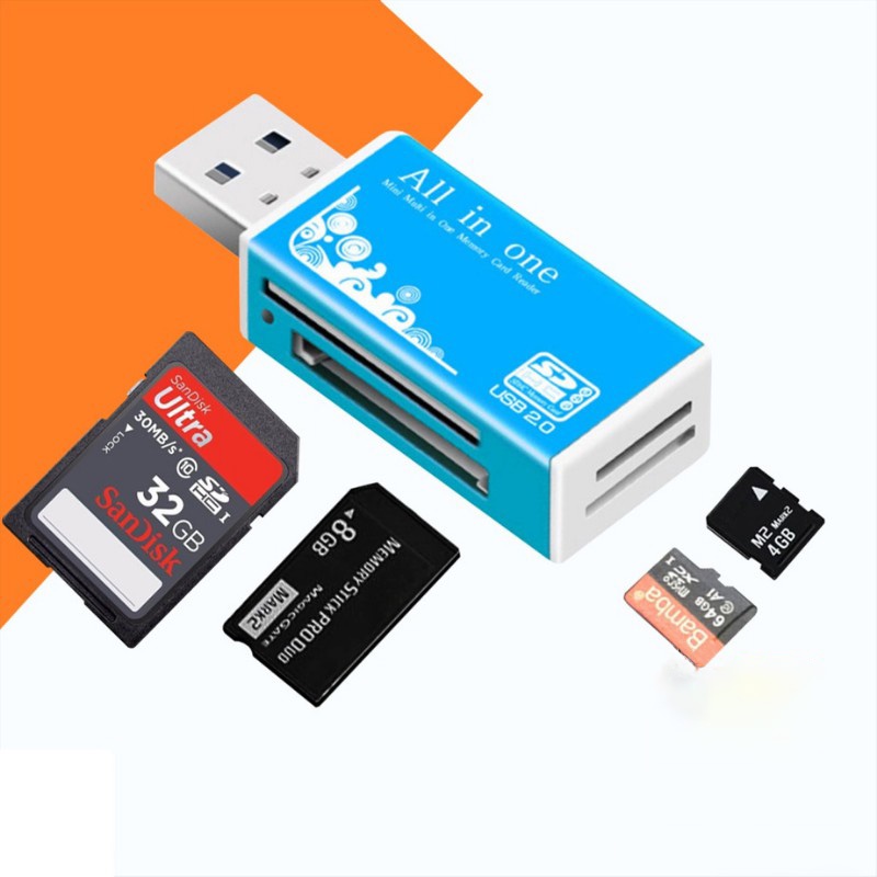 Đầu Đọc Thẻ USB 2.0 All in One Đọc Thẻ SD/SDHC/MMC/RSMMC/MS/MS Duo/MS PRO Duo/Micro Ms [M2]/T-Flash Micro SD