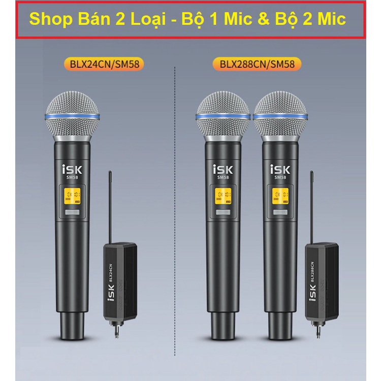 Bộ Micro Thu Âm SM58 Chính Hãng ISK, Kết Nối SoundCard Hát Livestream, Bộ Mic UHF - Dùng Cho Loa Kéo - Mixer Hát Karaoke