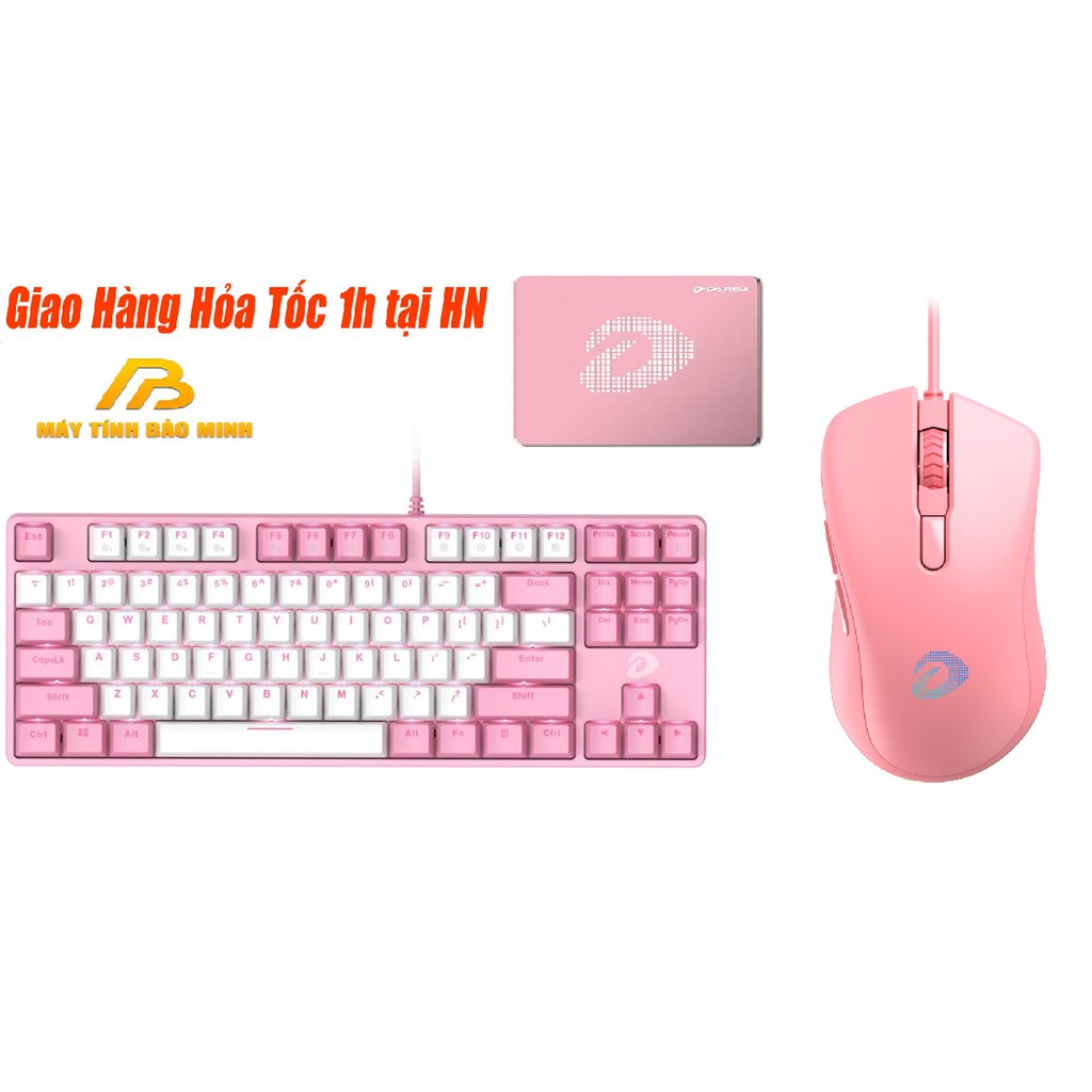 Combo Gaming Màu Hồng Gồm Bàn Phím CƠ Dareu EK87 + Chuột Dareu EM908 + Bàn di Chuột ESP100