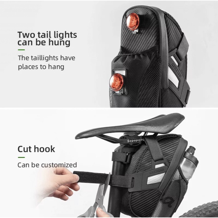 ROCKBROS Túi Yên, Túi cọc Yên xe đạp có thế gắn bình nước, chất liệu vải cứng chống thấm, vân cabon.