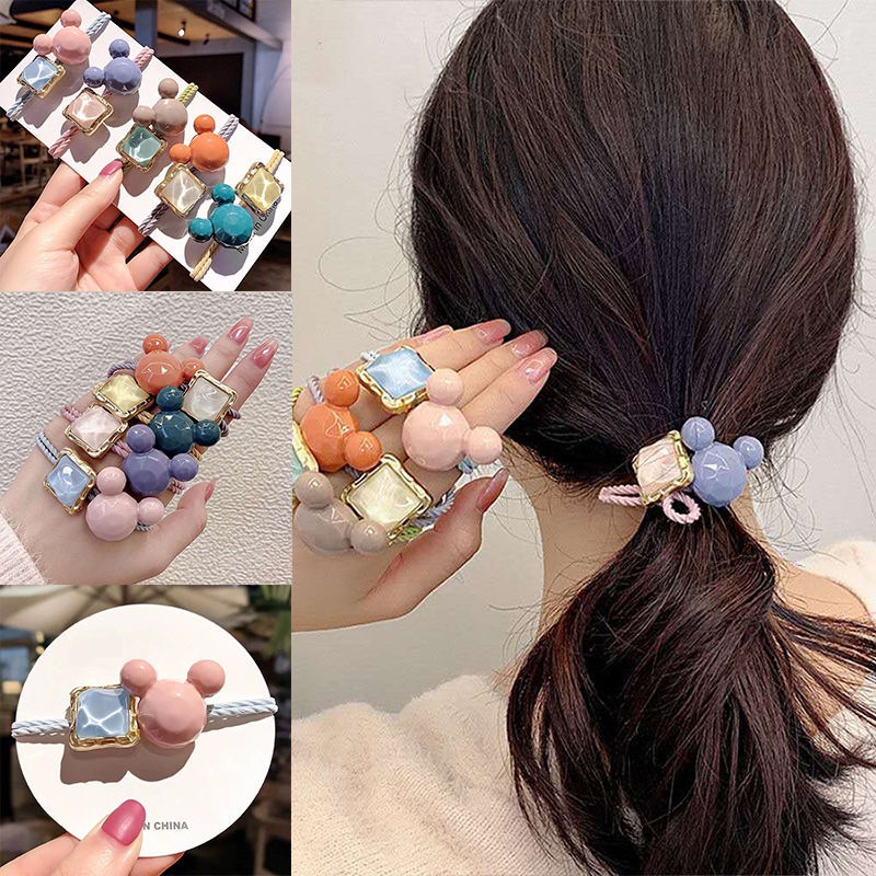 Korean version of color Mickey Mouse and square hair rope B898