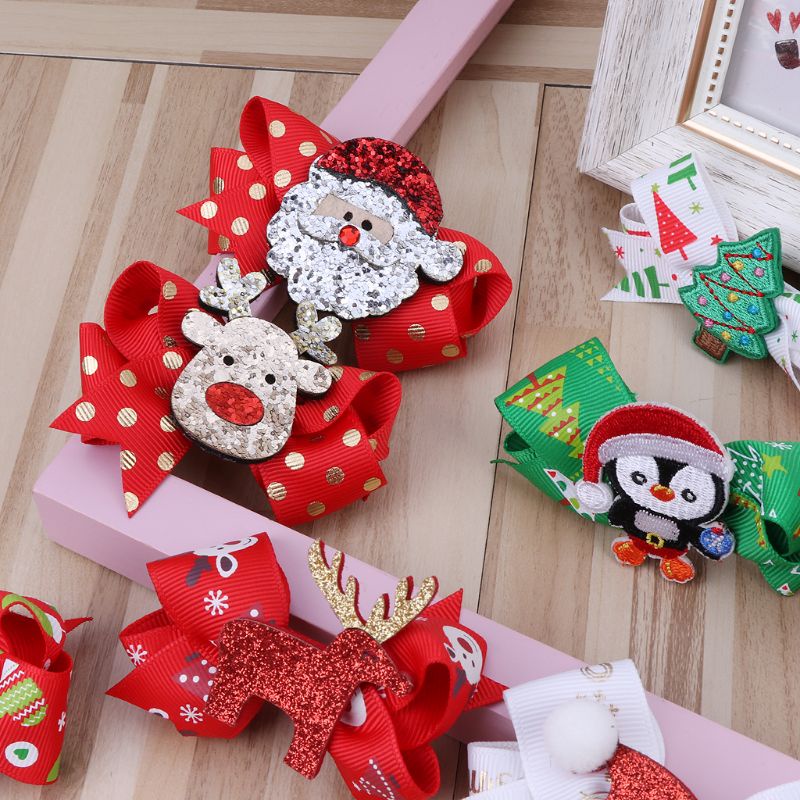 Kẹp Tóc Trang Trí Giáng Sinh Đính Nơ Dễ Thương Cho Nữ