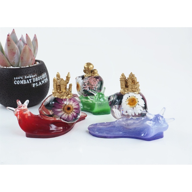 Sa Khuôn Silicon Làm Móc Khóa Hình Ốc Sên / Nấm / Lâu Đài Có Lỗ Tre