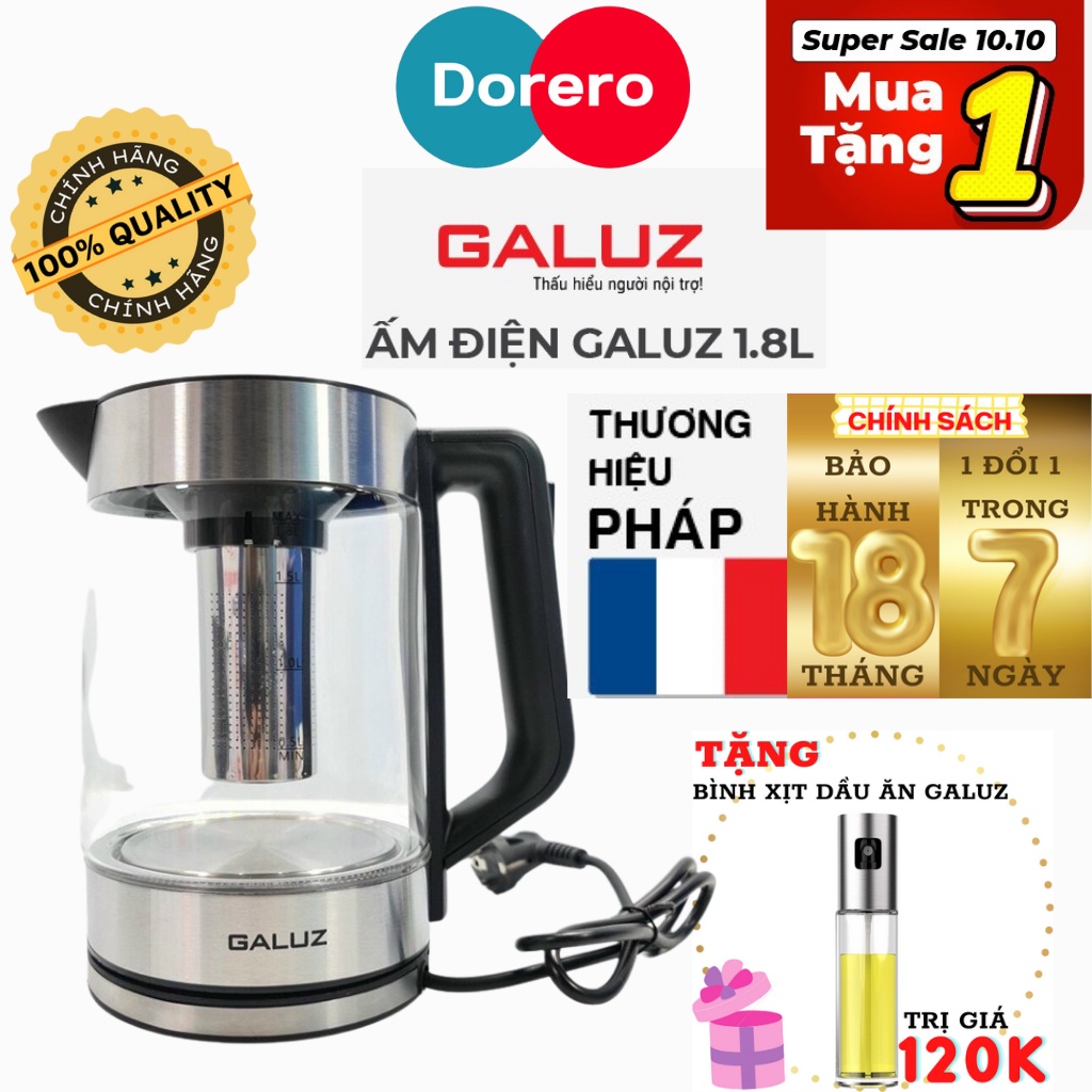 Ấm Siêu Tốc, Ấm Siêu Tốc Galuz GK-01 Dung Tích 1.8L, BẢO HÀNH 18 THÁNG , ,NHẬP KHẨU TỪ PHÁP