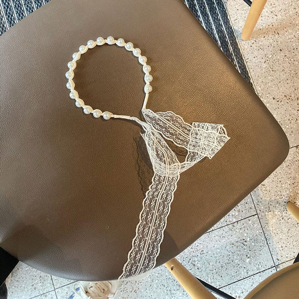 Băng Đô Vải Ren Màu Trắng Đen Xám Kiểu Dáng Ngọt Ngào Cho Nữ