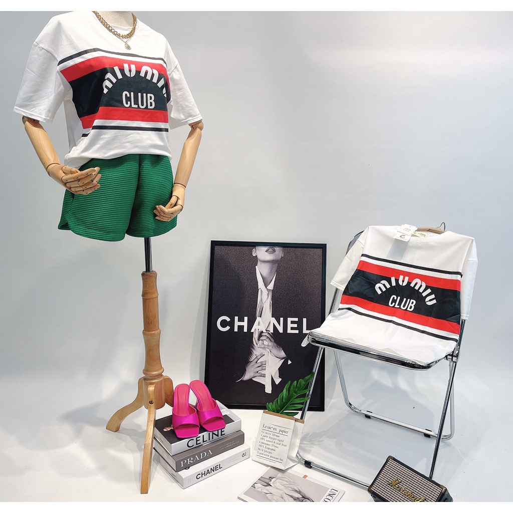 Áo thun nữ ngắn tay in chữ Miumiu, Milano, D.ior  chất cotton 100% siêu mịn mát