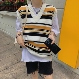 ORDER Áo len gile kẻ ngang