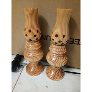 Đèn điện gỗ công giáo- cao 22cm( gỗ sồi trắng)