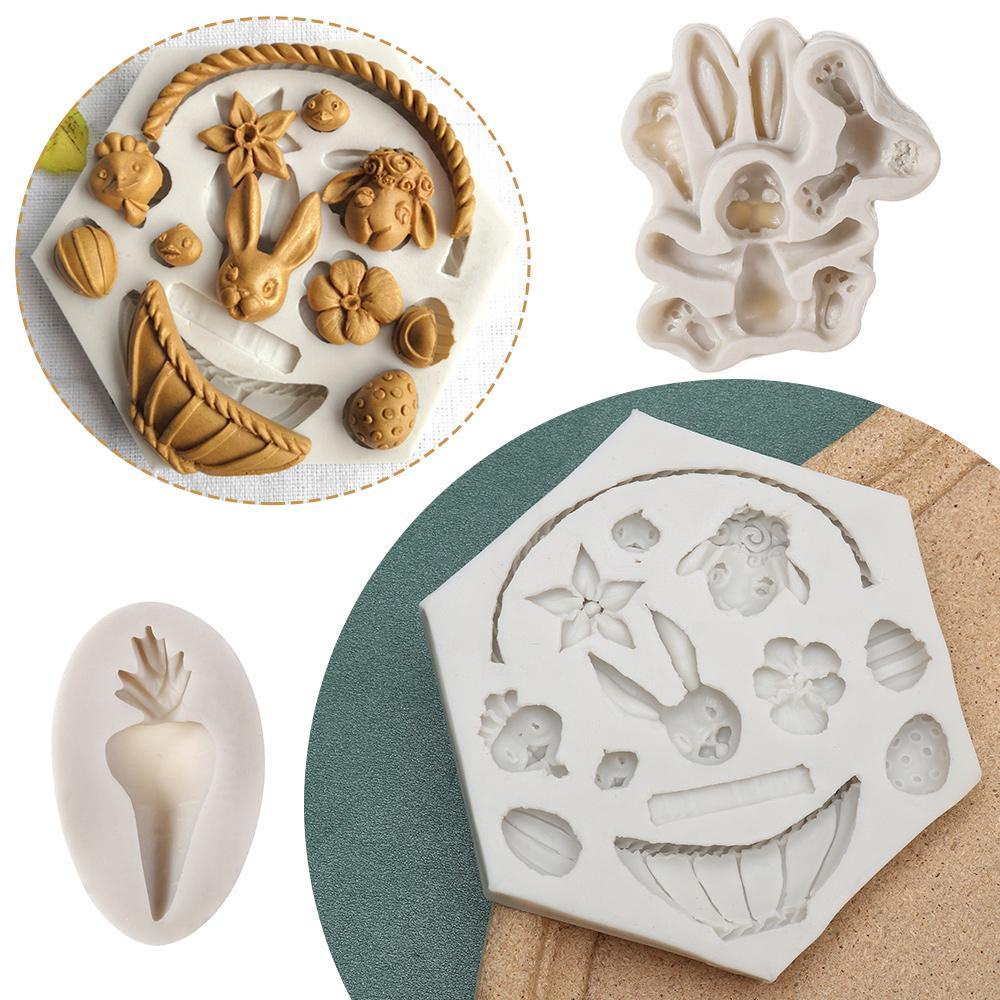 LAKAMIER Khuôn Silicone Làm Bánh Thủ Công Hình Thỏ Phục Sinh