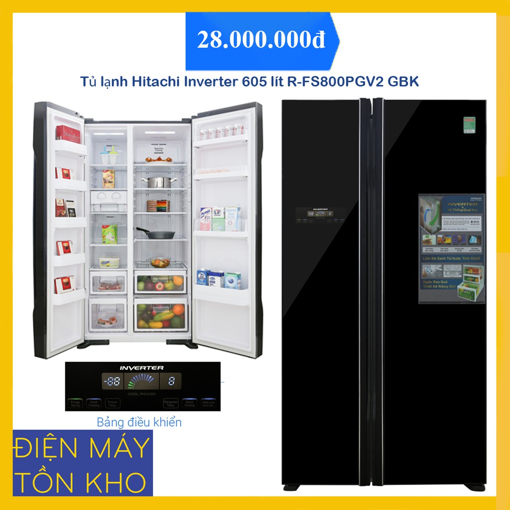 Tủ lạnh Hitachi Inverter 605 lít R-FS800PGV2 GBK