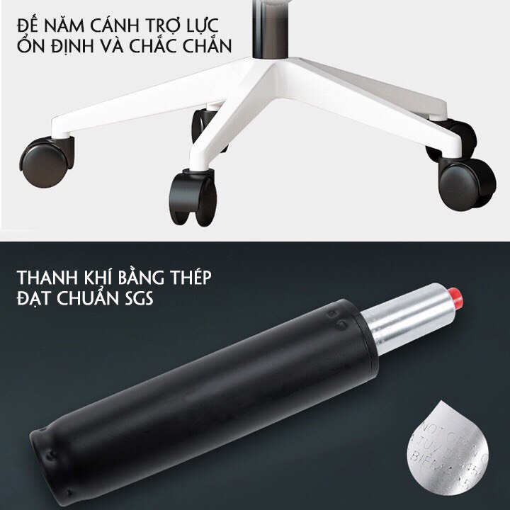 Ghế Xoay Văn Phòng Lưới Có Ngả Lưng Tựa Đầu Thoáng Khí Đệm Dày 6cm Công Thái Học Kiểu Dáng Thanh Mảnh Hiện Đại Chịu_Lực