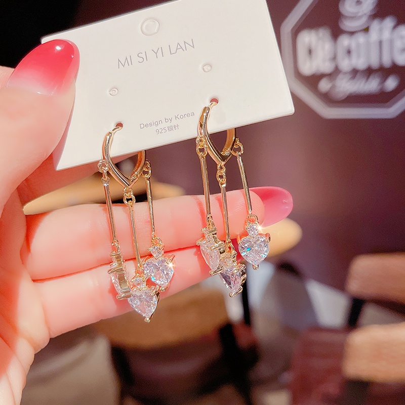 Khuyên Tai Tua Rua Dáng Dài Đính Đá zircon Siêu Lấp Lánh Thời Trang Nhật Hàn Mới 2022