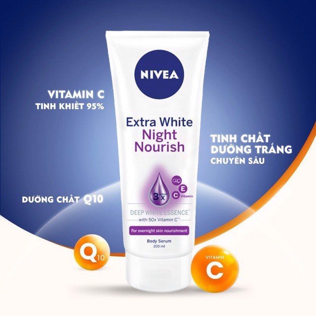 Kem dưỡng body trắng da NIVEA Night Whitening Serum 200ml (Ban Đêm)