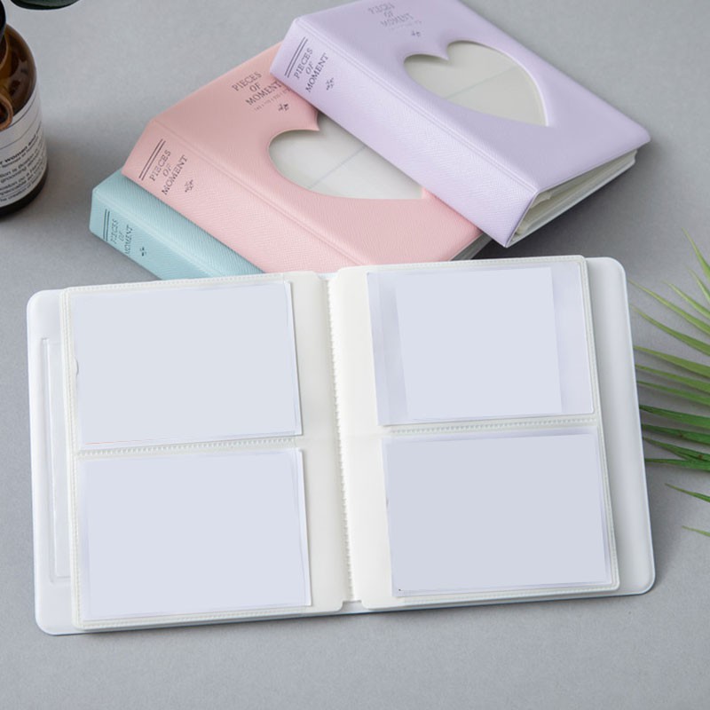Album 3 inch một trang hai túi có thể đựng 64 ảnh hình trái tim rỗng