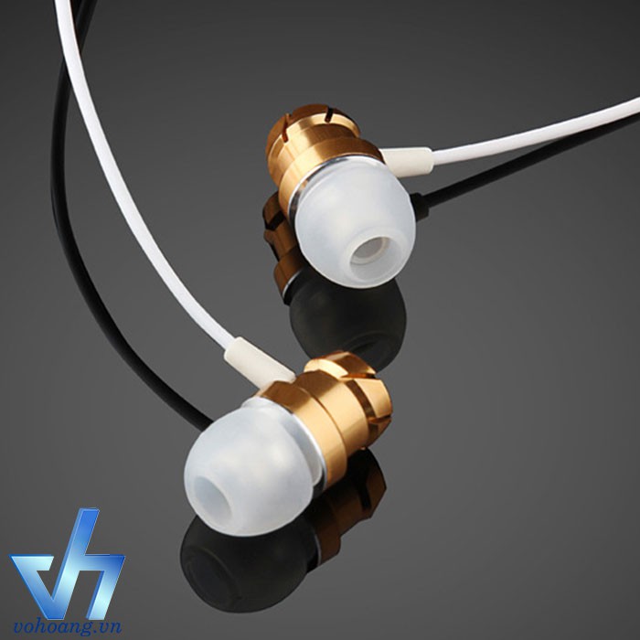 Tai nghe Metal Ear-Headphone Turbo Bass  (Trắng vàng)