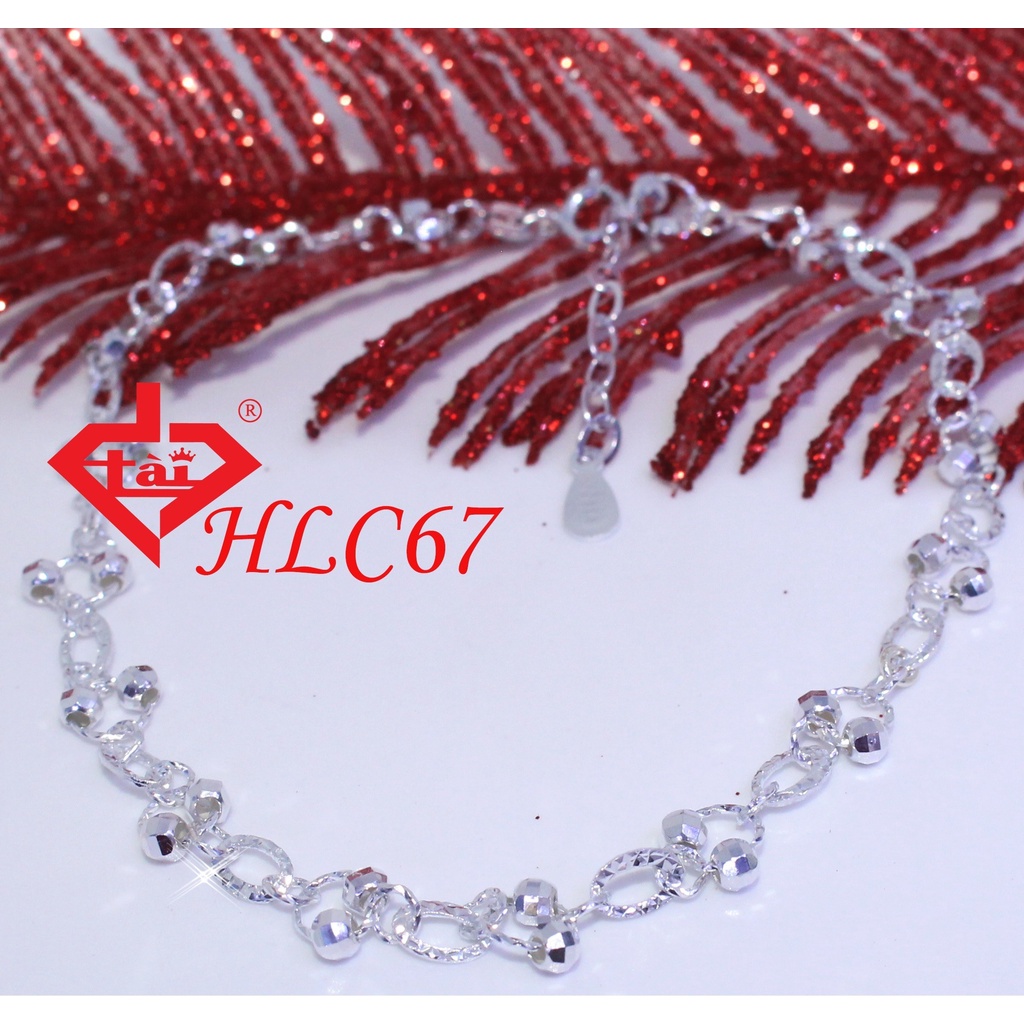 [Ảnh thật] [FreeShip] Lắc Chân Tròn 2 Bi Bạc 925 HLC67