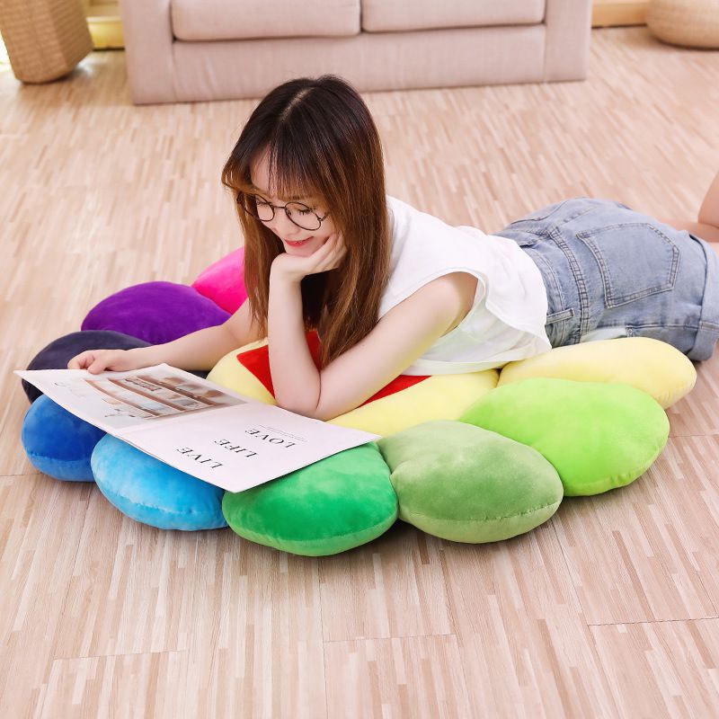 Gối Ôm Hình Hoa/Mặt Cười Màu Sắc Cầu Vồng Dễ Thương Kích Thước 43-80cm