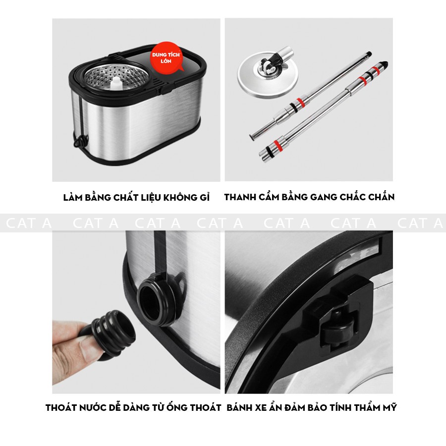 CHỔI LAU NHÀ THÔNG MINH XOAY 360 ĐỘ, CÁN INOX LINH HOẠT LAU SẠCH MỌI NGÓC NGÁCH, HÀNG NỘI ĐỊA TRUNG