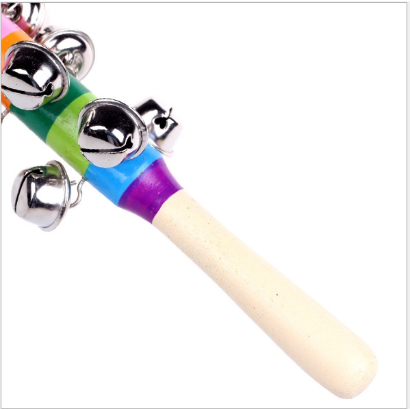 Đồ chơi sơ sinh xúc xắc gỗ 7 sắc cầu vồng chuông sắt - xúc xắc bằng gỗ cho bé giúp kích thích các giác quan cho bé