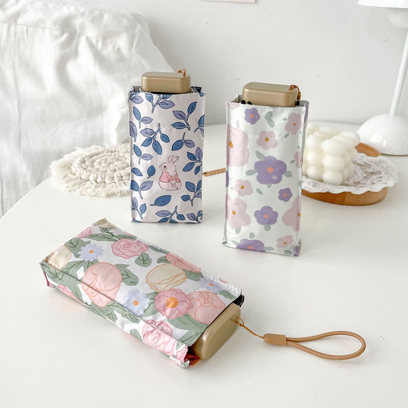 Dù Mini 14cm Siêu Nhẹ Bỏ Túi Tiện Lợi Họa Tiết Hoa Xinh Xắn