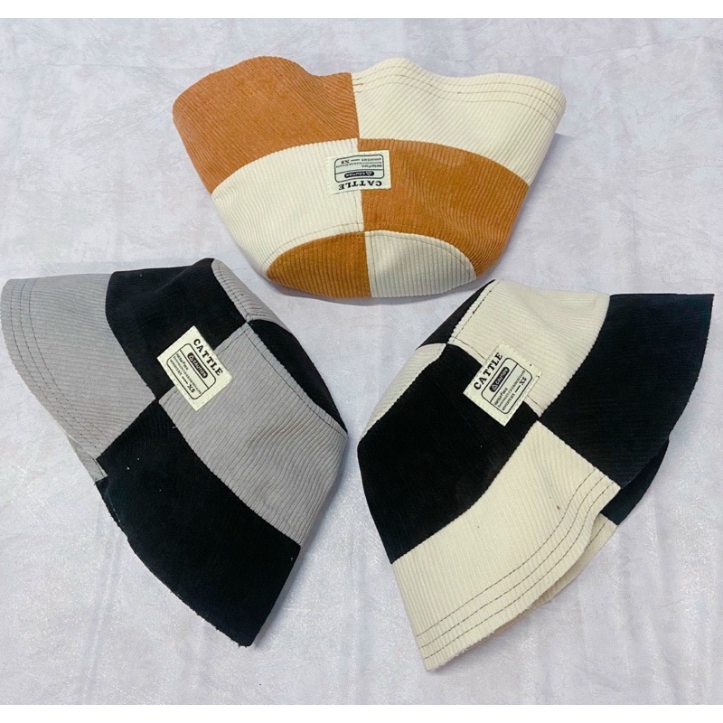 Mũ bucket nhung phối 2 màu CATTLE form unisex, ulzzang cho Nam Nữ