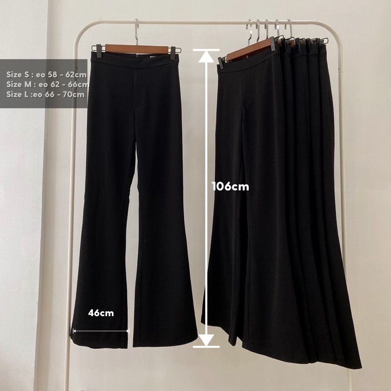 Quần ống loe đen cạp cao hack dáng quần loe co giãn 4 chiều khoá sau Mia Flare Pants Q377