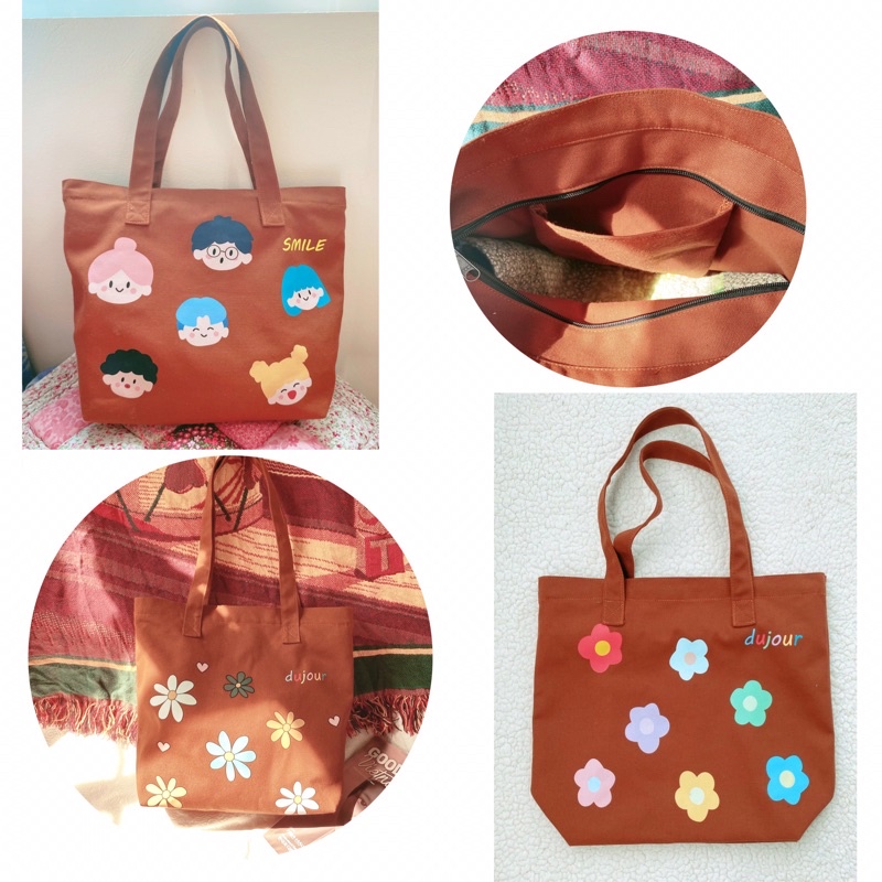 Túi tote canvas DUJOUR in hoạ tiết