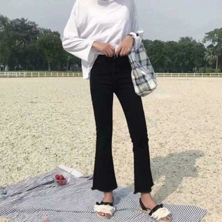 Quần bò ống loe đen(kèm ảnh thật+video)