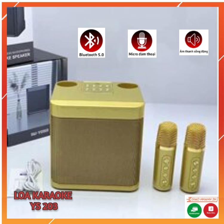 Loa Karaoke Bluetooth YS 203 Kèm 2 Micro, Âm Thanh Siêu Hay, Thiết Kế Sang Trọng Đẹp Mắt Nhỏ Gọn Tiện Lợi, Dễ Sử Dụng.