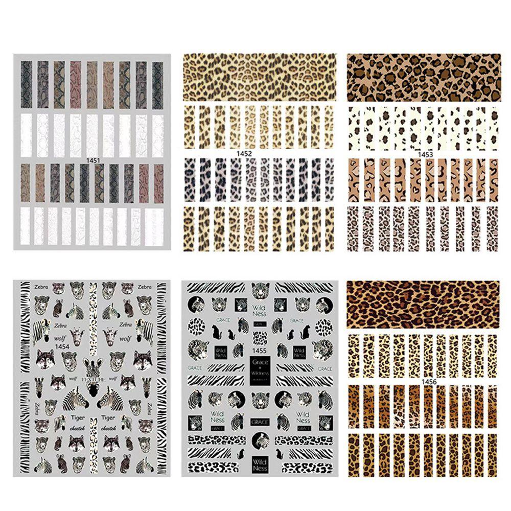 Miếng Dán Trang Trí Móng Tay Toàn Diện Họa Tiết Da Báo 3D Độc Đáo