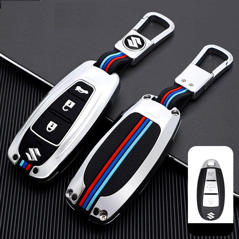 Ốp Chìa Khóa Xe Suzuki Swift Ciaz Vitara Ertiga 3 Nút Bấm Hợp Kim Kẽm