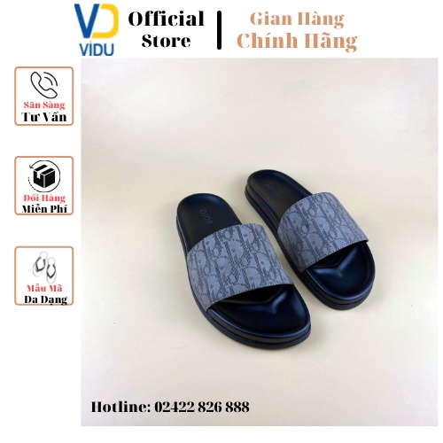 Dép nam thời trang DIOR ViDu 21108 màu xám đen họa tiết in laser độc đáo chống thấm nước