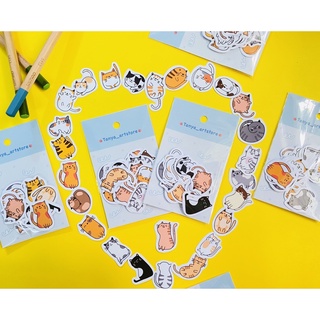 Set 25 nhãn dán mèo con tinh nghịch