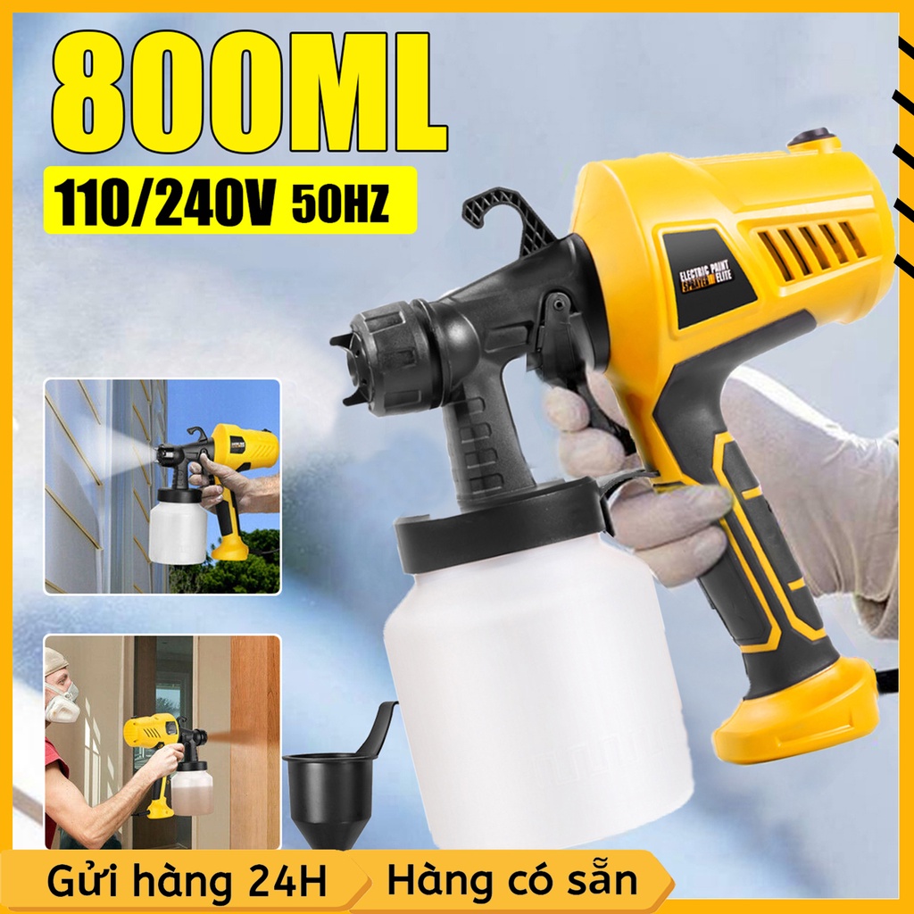 Máy phun sơn dùng điện 500w 800ML Dụng Cụ Phun 220V Phích Cắm EU