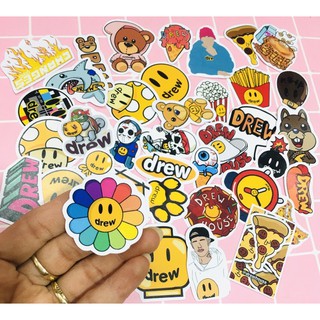 sticker drew house-justinbieber 60 cái ép lụa bóc dán/ hình dán drew house-justinbieber dễ thương