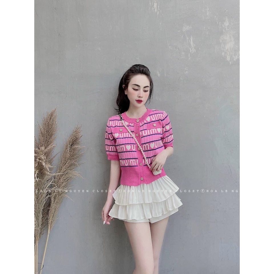 ÁO LEN HỒNG CHỮ NGẮN TAY CHO NỮ HÀNG ĐẸP