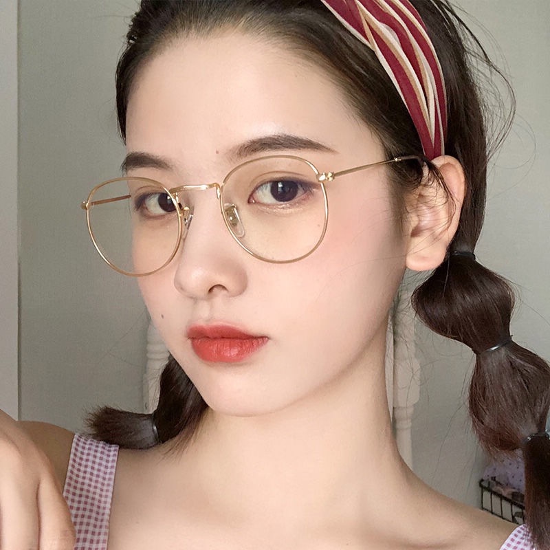 Mắt Kính Gọng Kim Loại Tròn Chống Tia Bức Xạ Tiện Dụng Cho Nữ