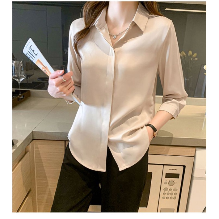 Áo sơ mi nữ, Áo sơ mi công sở vải lụa tằm cao cấp A300
