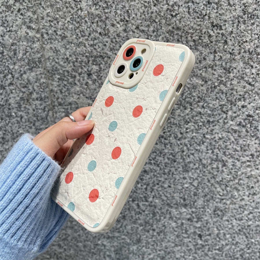 Ốp điện thoại silicon mềm họa tiết chấm bi thích hợp cho IPhone 7 8+ 12 13 11 Pro Max X Xs Max Xr