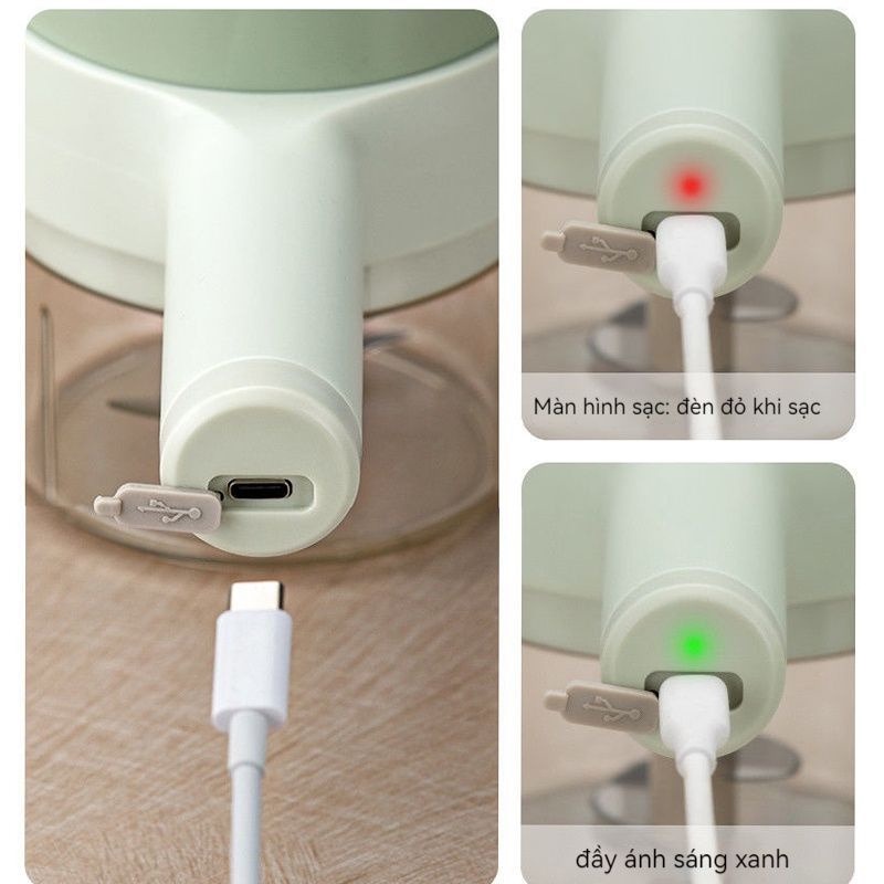 Máy xay tỏi ớt đa năng GAT.LING siêu khỏe nghiền rau củ cầm tay 4 in 1 sạc USB MIIBOOSHI D2.112