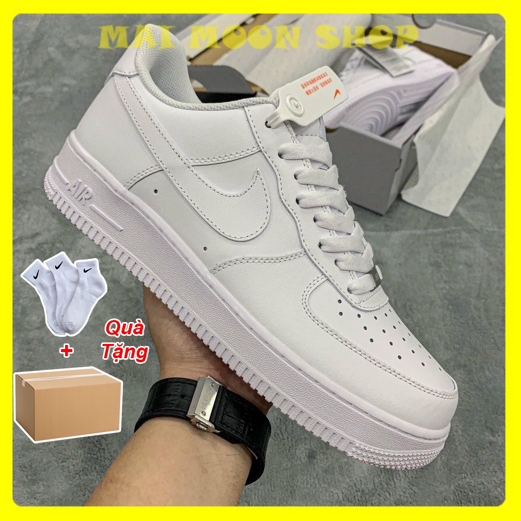 Giày_Nike Air Force 1 All White, Giày Af1 Thể Thao Full Trắng S.Cấp Trung Bản Best Đủ Size 36-44