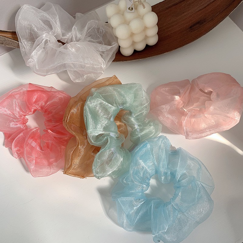 DÂY CỘT TÓC VẢI LƯỚI VOAN KÍNH CHUI BUỘC TÓC SCRUNCHIES MÀU XINH HOT TREND 2019