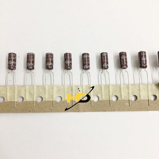 Tụ Hóa Phân Cực 3.3uF 50V, (Túi 10 Con) Tụ Daewoo Màu Nâu Đỏ Chất Lượng Cao